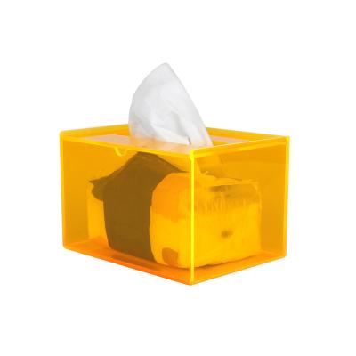 China Modern Simple Semi-transparent Orange Acrylic Room Decoration Eco-friendly Tissue Box for sale