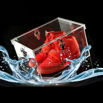 China Advertising / Shop Clear Acrylic Shoe Box , Custom Acrylic Shoe Display Box Case for sale