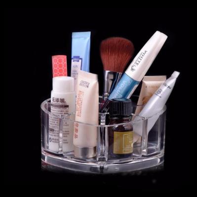 China Eco-friendly Heart Shape Makeup Organizer Clear Acrylic Cosmetic Display Storage Box Display Rack for sale