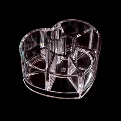 China Eco-friendly multi-functional high quality transparent heart shape acrylic cosmetic display rack for sale