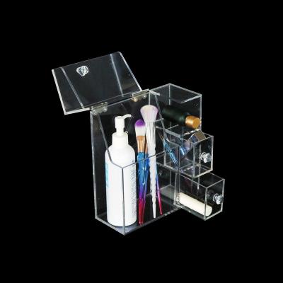 China Customized Eco-friendly Creative Makeup Organizer Stand Clear Acrylic Cosmetic Display Holder for sale