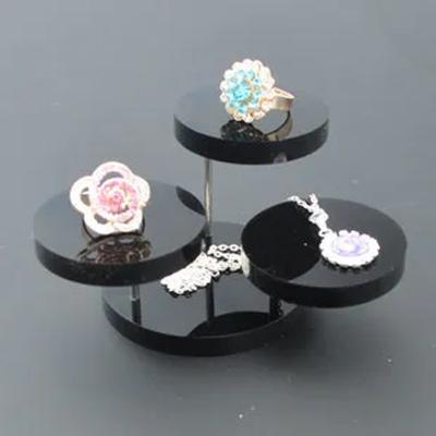 China 3 Tier Ring Necklace Display Holder Table Eco-friendly Round Acrylic Jewelry Display Stand for sale