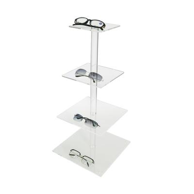 China Eco-friendly Multi-Layer Acrylic Square Tiers Acrylic Stand 4 Tiers Glasses Display Stand Holder for sale