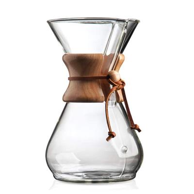 China Sustainable Custom Handmade Coffee Filter Pour Over Jug Pourover Glass Drip Coffee Pot With 400ml 600ml 800ml for sale