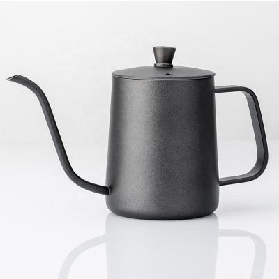 China 350ml 600ml Stainless Steel Handle Drip Coffee Viable Pot With Lid Spout Long Mouth Coffee Kettle for sale