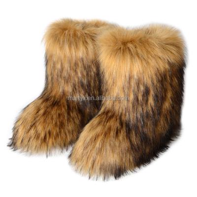 China 2022 Wholesale Hot Selling Anti-slippery Winter Women Ladies Kids Furry Toddlers Snow Boots Faux Raccoon Fur Boots for sale