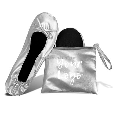 China Fashional Anti-slippery Women's Foldable Ballet Flats With Bag For Wedding Gift for sale