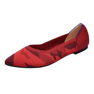 China 2022 Fashion Trend Daily Women's Flat Bottom All-match Hot Sale Knitted High-toe Shoes Women's Flats Shoes for sale