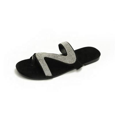 China 2022 New Fashion Trend Summer Slippers Woman Ladies Flat Rhinestone Luxury Sandals For Women for sale