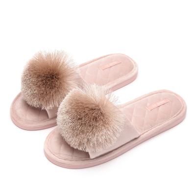 China Fashion Trend Women's Online Wholesale Luxury Flocking Slippers Bedroom Flip Flops Indoor Fur Fluffy Slippers for sale