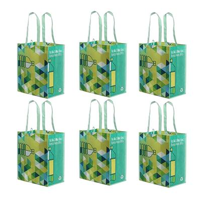 China Durable and accurate hot sale custom logo green laminated recycled bottle to make this bag packaging rpet shopping bag for sale