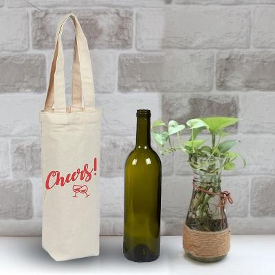 China Eco-friendly Hotsale Logo Blank Cotton Canvas Bottle Wine Tote Custom Wine Bag for sale