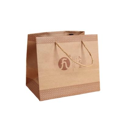 China Flat Bottom Food Kraft Paper Packaging Shopping Bag Recyclable Porcelain for sale