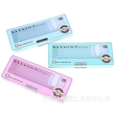 China Fashion novelty color pencil case pure translucent pencil case cartoon children the pencil case for sale