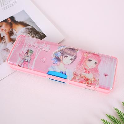 China Stationary Cute Cheap Magnetic Pencil Case Girls Fashion Plastic Pencil Case Girls Pencil Case for sale