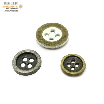 China 4 Hole Metal Logo Workable Custom Sewing Buttons For Clothes for sale