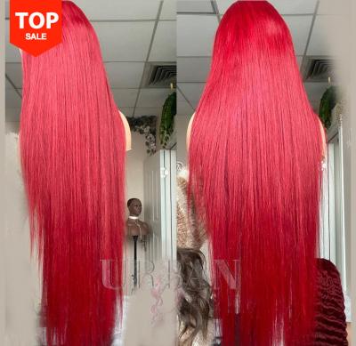 China Other Virgin Human Hair Straight 99j Burgundy Hd Lace Frontal Wig Indian Natural Red Straight Hair Red Lace Front Wig for sale