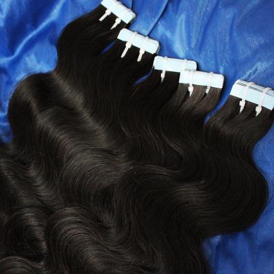 China Super Silky Straight Wave Double Drawn Tape In Hair Brazilian Body Wave Tape In Virgin Human Hair for sale