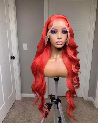 China Red Body Wave Wigs Body Wave Hair Wig HD Lace Closure Hair 100% Red Body Wave Wig for sale