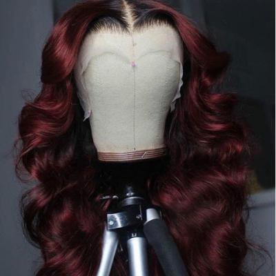 China Body Wave 10a Grade Hair Vendor Burgundy 360 Lace Front Wig 99j Virgin Cuticle Aligned Red 13x4 Lace Wigs for sale