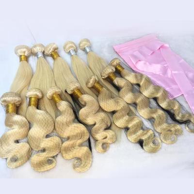 China Wholesale Straight 613 Blonde Body Wave Hair Bundles Seller 613 Blonde Hair Virgin Hair Weave Bundles With Closure for sale