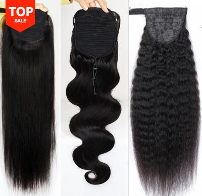 China Ponytail Curly Frontal Wig Curl Natural Wrap Around Drawstring Ponytail 100% Virgin Hair Curly Hair Ponytail for sale