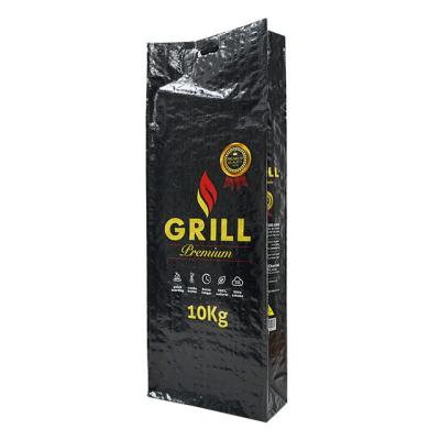 China Recyclable Custom Printed BOPP Film Laminated Charcoal Bag 10kg PP Woven With Cut Handle for sale