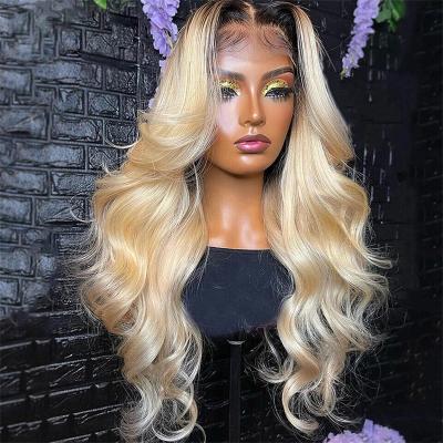 China Body Wave 1B/613 Lace Headband Wig Hair 13x4 HD Blonde Body Wave Colored Brazilian Raw Women 250% Density Remy Ombre Closure Wigs 5x5 for sale