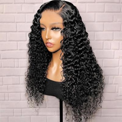 China Long Deep Curly Transparent Body Wave 13x4 Lace Frontal Human Hair Wigs Pre Plucked Indian Raw Virgin 5x5 Closure Wig For Black Women for sale