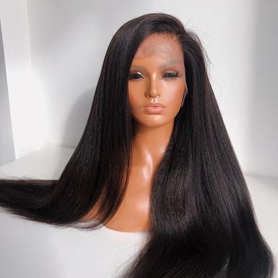 China Yaki Straight Full Lace Body Wave HD 13x4 Frontal Wigs Pre Plucked 200% Density Brazilian Human Hair 100% Virgin Hair Closure Wig for sale