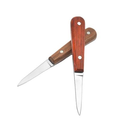 China Stocked Kitchen Tools Stainless Steel Professional Custom Oyster Shelling Knife With Rosewood Handle Seafood Tool Oyster Knives for sale