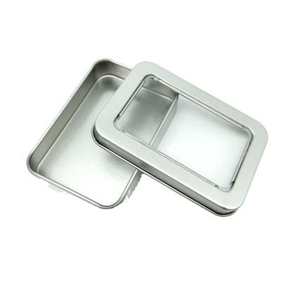 China Cheap Tin Sealing Box For Rectangular Playing Card Metal Playing Card Tin Box With PVC Window zu verkaufen