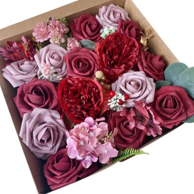 China Wedding bouquet factory price white red artificial roses wedding decoration table centerpiece bouquet foam flowers bridal piaget rose for sale