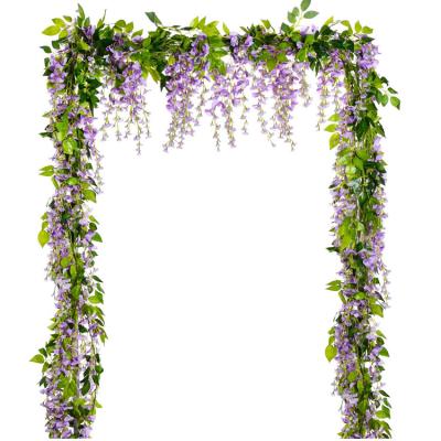 China White Home Wedding Decoration Garland Hanging Artificial Wisteria Flowers Wisteria Flower Vine Silk Decoration for sale