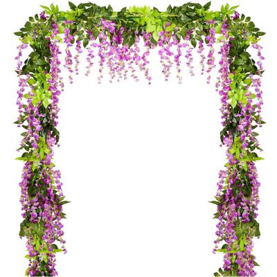 China Home Decoration Wisteria Artificial Flower Garland Hanging Greenery Vine With Wisteria Flower Wedding Decoration for sale