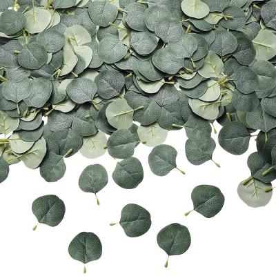 China Classic Bulk 100pcs Eucalyptus Leaves Artificial Greenery Faux Green Leaves For DIY Braids Wedding Boutonnieres Corsages Baby Shower for sale