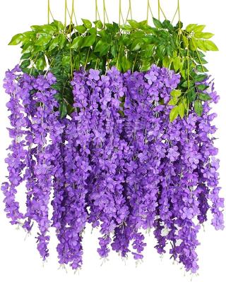 China Hot Selling Wisteria Artificial Flower Wisteria Christmas Day Decoratiom Wall Hanging Artificial Flower For Wedding Decoration for sale