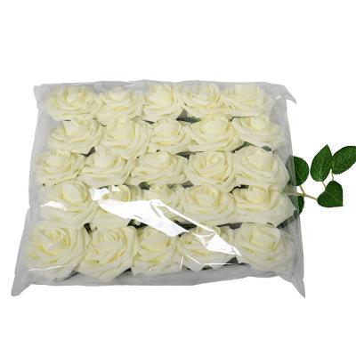 China Home Decoration 8cm Wholesale Artificial Rose Flowers Head Fake Foam Rose Flowers for wedding decor bouquet 25heads in bag for sale