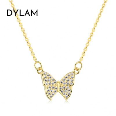 China Dylam Lead Free Nickel Free Delicate Silver 925 18k Gold Plated Jewelry Butterfly Pendant Chain Necklace For Women for sale