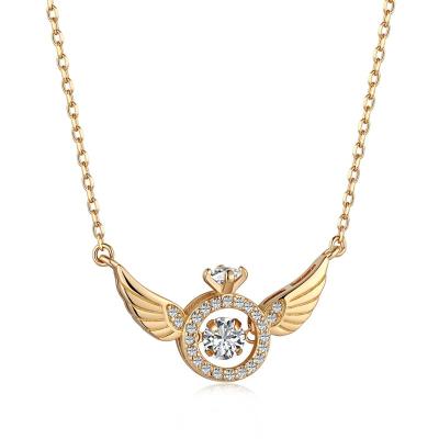 China Dylam New Arrival Fashion Angel Wings Necklace 925 Sterling Silver Heart Pendant Necklace 18K Gold Jewelry Necklace for sale