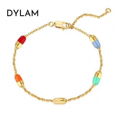 China New Designs Rainbow Capsule Gift Zircon Trendy Colorful Custom Jewelry 925 Silver Dylam Bracelet for sale