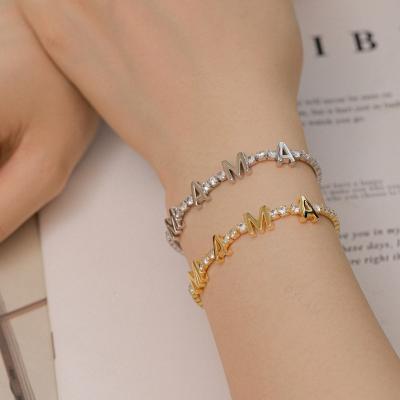 China Wholesale Dylam CLASSIC 18k Gold Plated Zircon Tennis Bracelet Letter Adjustable Bracelet Bangles for sale