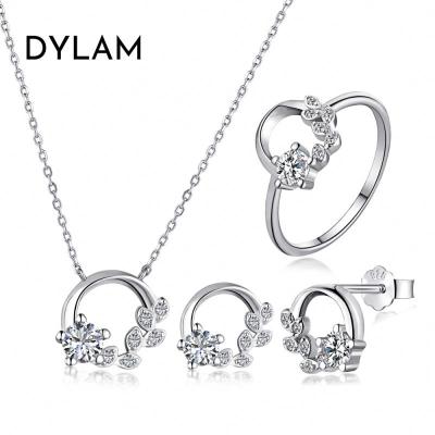 China Customized Amazon CLASSIC Shiny Hot Selling Dylam Popular CZ 5A Necklace Rings Necklace Rings Popular Silver Earrings Set 925 for sale