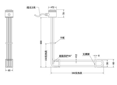 China PTFE Tubular Immersion Heater Element 415V 3P 2KW for sale