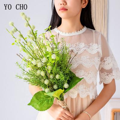 China YO CHO Newest Coming Green Artificail Large Autumu Branches Artificial Flower Bouquet Wedding Arch Decoration Flower Bunch for sale