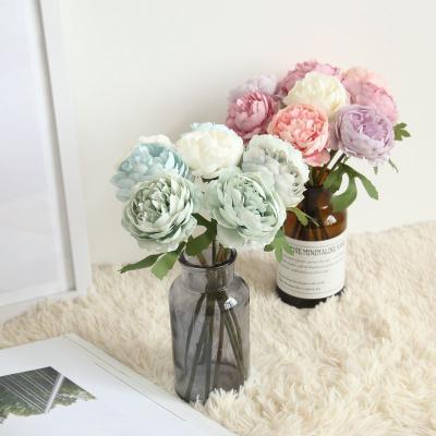 China Eco-friendly Artificial Single Head Peony Rose Night Plant Artificialartificial Tea Rose Home Decoration for sale