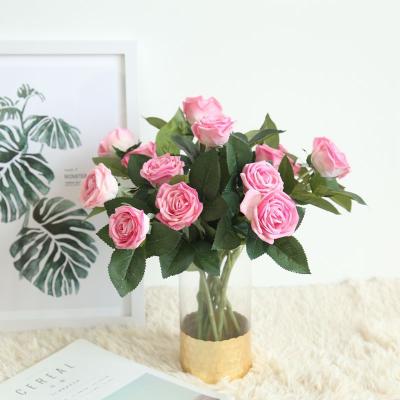 China Two Head Eco - Friendly Moisturizing Latex Real Touch Rose Artificial Flower Long White Stem Artificial Rose Flower for sale