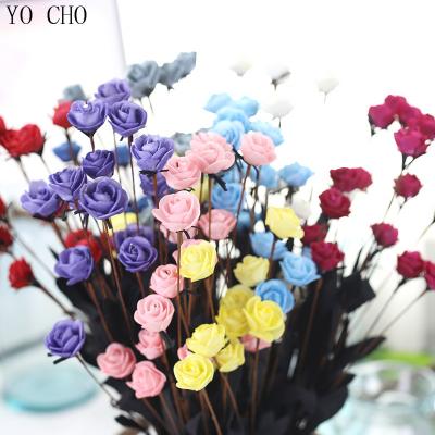 China YO CHO Plants Eco-friendly Artificial Silk Artificial Decoration Home Christmas Wedding Natural Rose Artificial Flowers Mini Decorative Foam Rose Flower for sale