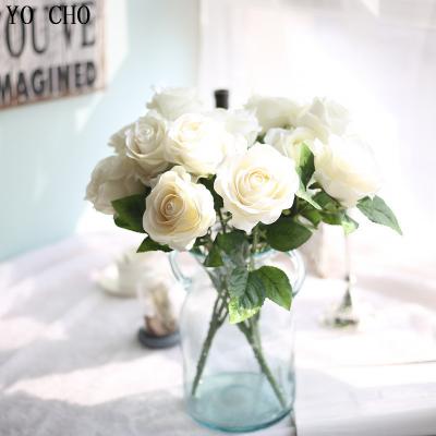 China Wholesale Eco - Friendly Artificial Rose Wall Flower Love Rose Five - Headed Pilou Rose Artificial Home Decoration for sale