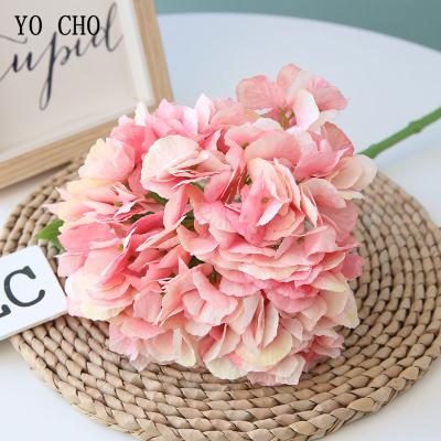 China Silk Flower Hydrangea Flower Wall Wedding Decor YO CHO 1Flora Artificial Branches Artificial Flower Christmas Silk Flower Branch Decor for sale